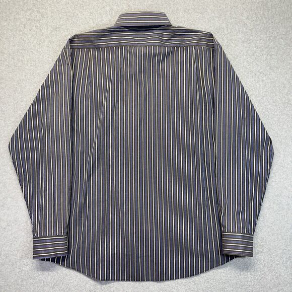Burberry London Shirt Men’s Large Brown Blue Striped Button Up Made in England - Picture 10 of 14